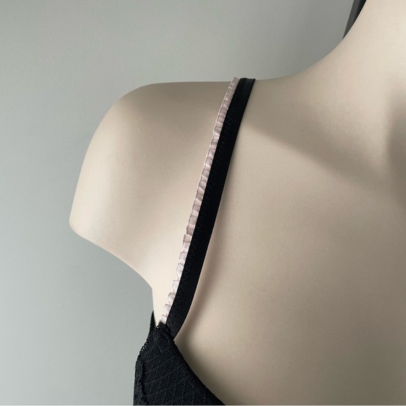 Essentials By A.B.S Lace Mesh Chemise Babydoll Slip Lingerie Black Size Medium - Picture 6 of 9